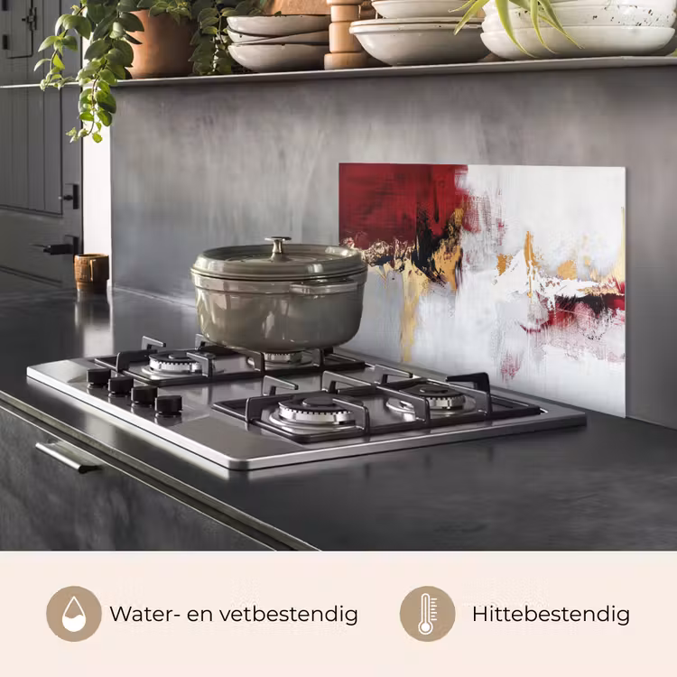 Rood - Marmer - Abstract - Goud - Modern keuken achterwand spatscherm klein -usp_NL