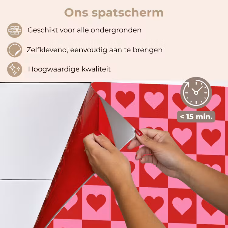 Rood - Roze - Schaakbord - Valentijn keuken achterwand spatscherm klein -spatscherm_NL