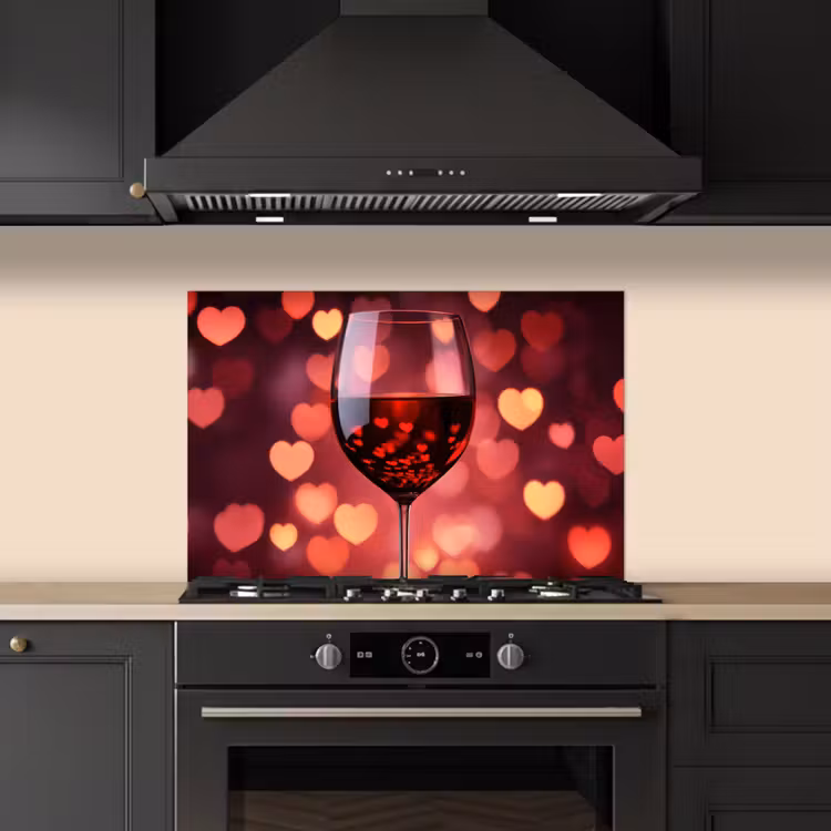Rood - Wijn - Hartjes keuken achterwand spatscherm klein -sfeer1