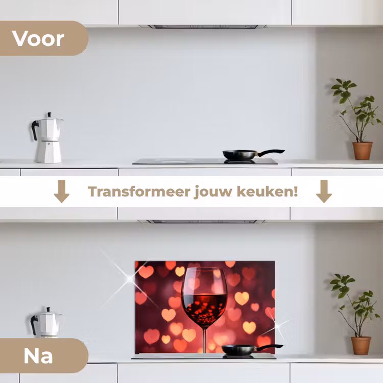 Rood - Wijn - Hartjes keuken achterwand spatscherm klein -voor_na_NL