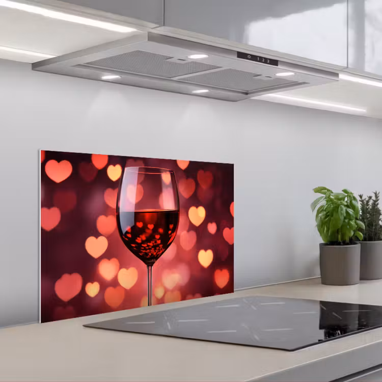 Rood - Wijn - Hartjes keuken achterwand spatscherm klein -3d_schuin
