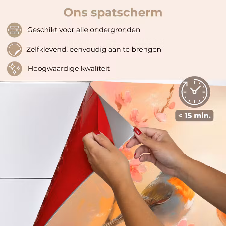 Roodborstjes - Sierlijk - Bloesemtak keuken achterwand spatscherm klein -spatscherm_NL