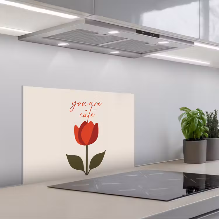 Roos - Rood - Bloem - Valentijn keuken achterwand spatscherm klein -3d_schuin