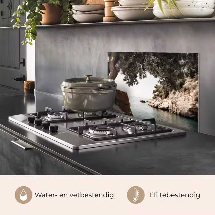 Rotsen - Zee - Boom - Groen keuken achterwand spatscherm klein -usp_NL