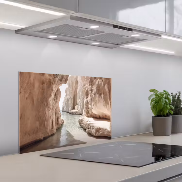 Rotsen - Zee - Zand - Kloof keuken achterwand spatscherm klein -3d_schuin