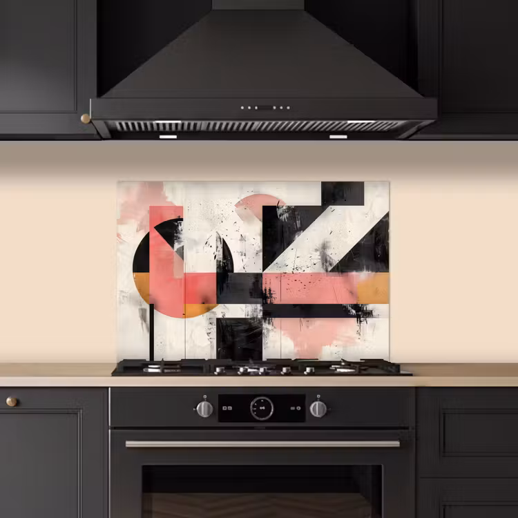 Roze - Abstract - Aesthetic - Modern - Vormen keuken achterwand spatscherm klein -sfeer1
