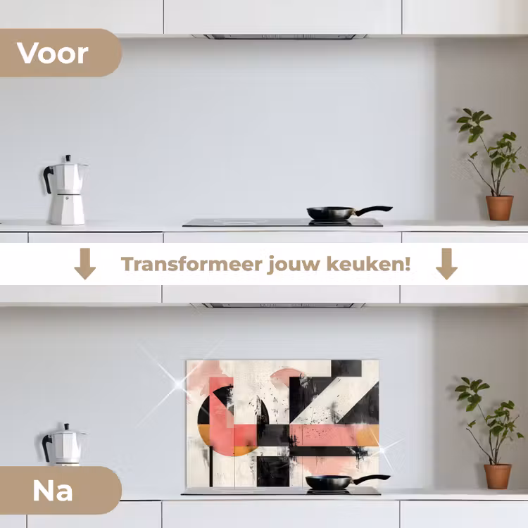 Roze - Abstract - Aesthetic - Modern - Vormen keuken achterwand spatscherm klein -voor_na_NL