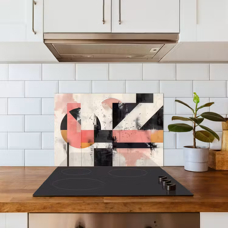 Roze - Abstract - Aesthetic - Modern - Vormen keuken achterwand spatscherm klein -sfeer2