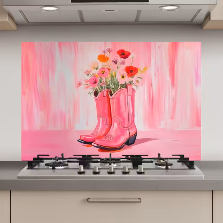 Roze - Bloemen - Cowboy keuken achterwand spatscherm klein -3d_website