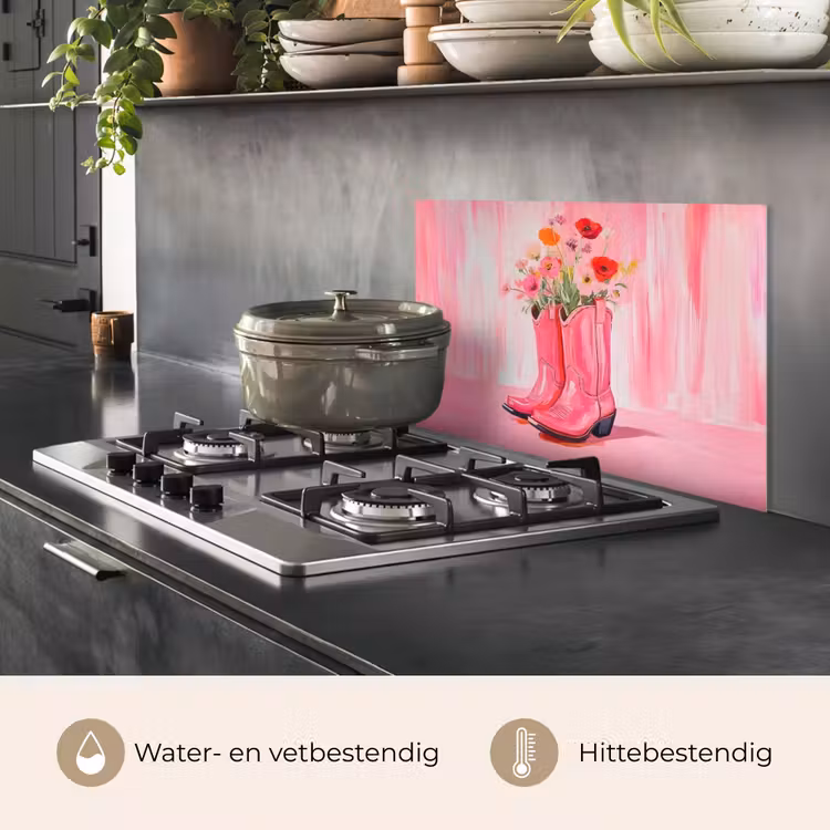 Roze - Bloemen - Cowboy keuken achterwand spatscherm klein -usp_NL