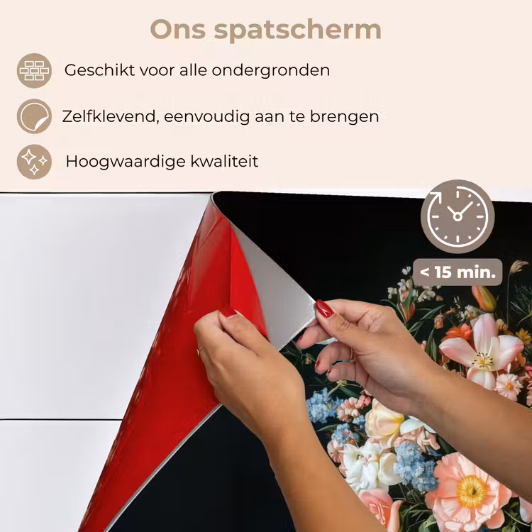 Roze - Bloemen - Vaas - Kleuren keuken achterwand spatscherm klein -spatscherm_NL