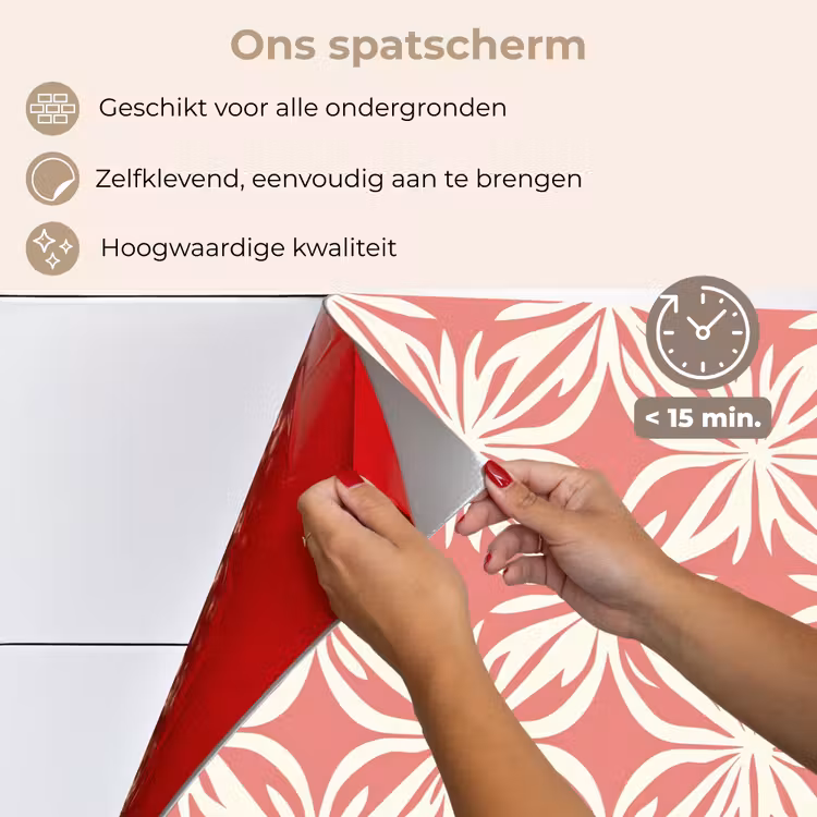 Roze - Bloemenmotief - Wit - Modern keuken achterwand spatscherm klein 900 -spatscherm_NL