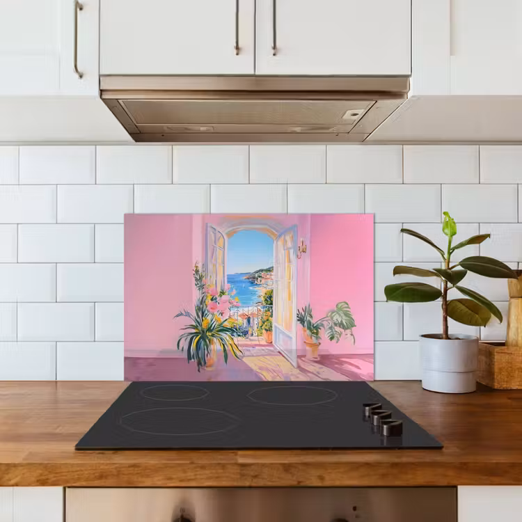 Roze - Buiten - Verf keuken achterwand spatscherm klein -sfeer2