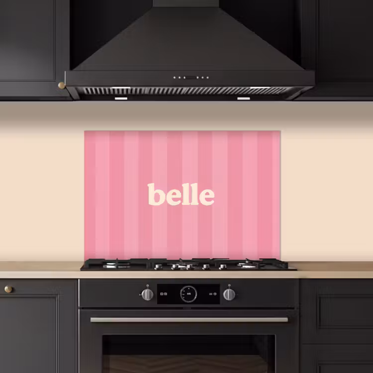 Roze - Gestreept - Belle keuken achterwand spatscherm klein -sfeer1