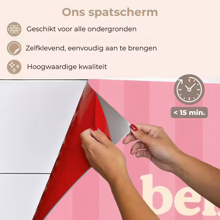 Roze - Gestreept - Belle keuken achterwand spatscherm klein -spatscherm_NL