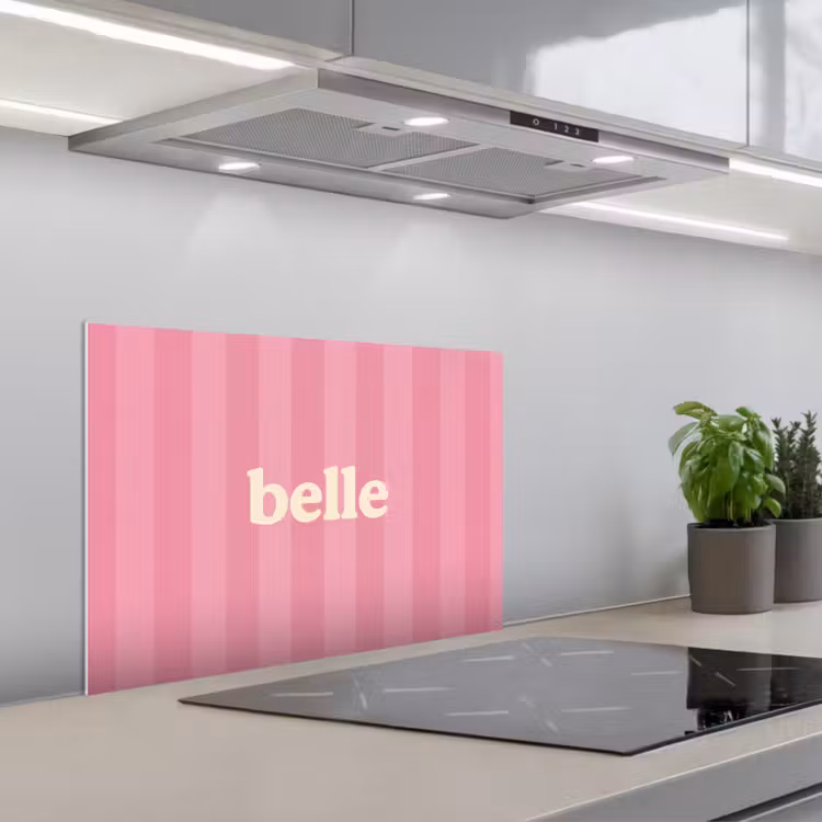 Roze - Gestreept - Belle keuken achterwand spatscherm klein -3d_schuin