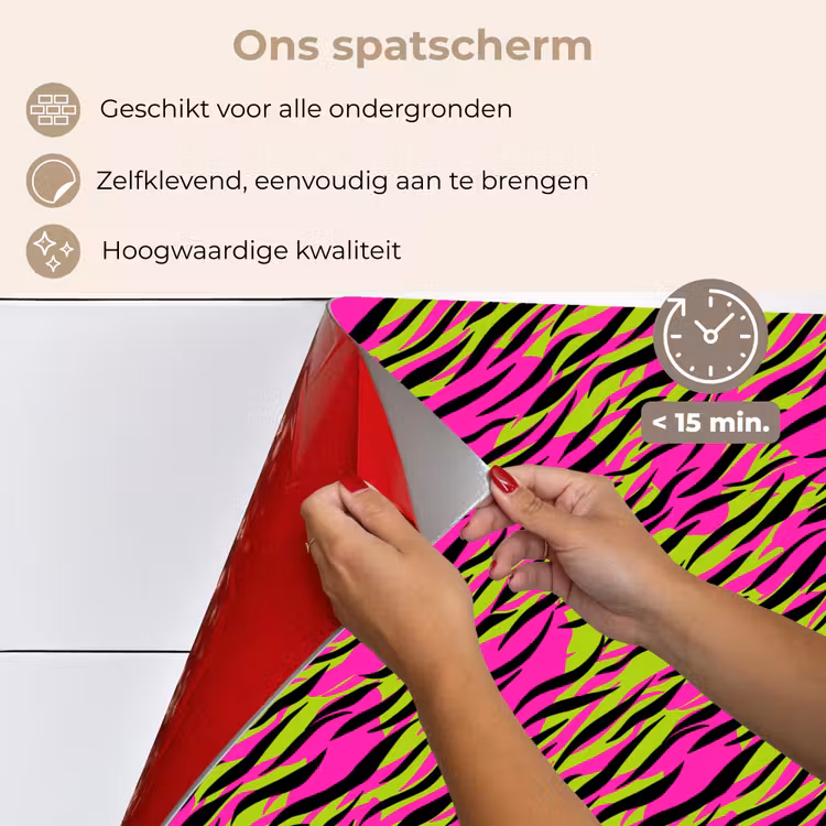 Roze - Groen - Neon - Dieren keuken achterwand spatscherm klein 900 -spatscherm_NL