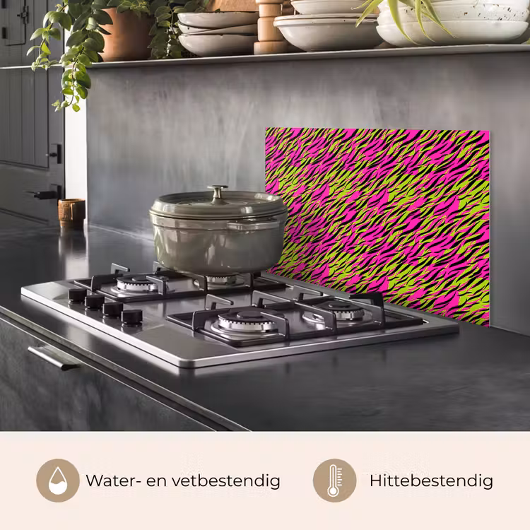 Roze - Groen - Neon - Dieren keuken achterwand spatscherm klein 900 -usp_NL