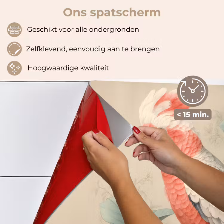 Roze kuifkaketoe - Tak met vruchten - Bladeren keuken achterwand spatscherm klein -spatscherm_NL