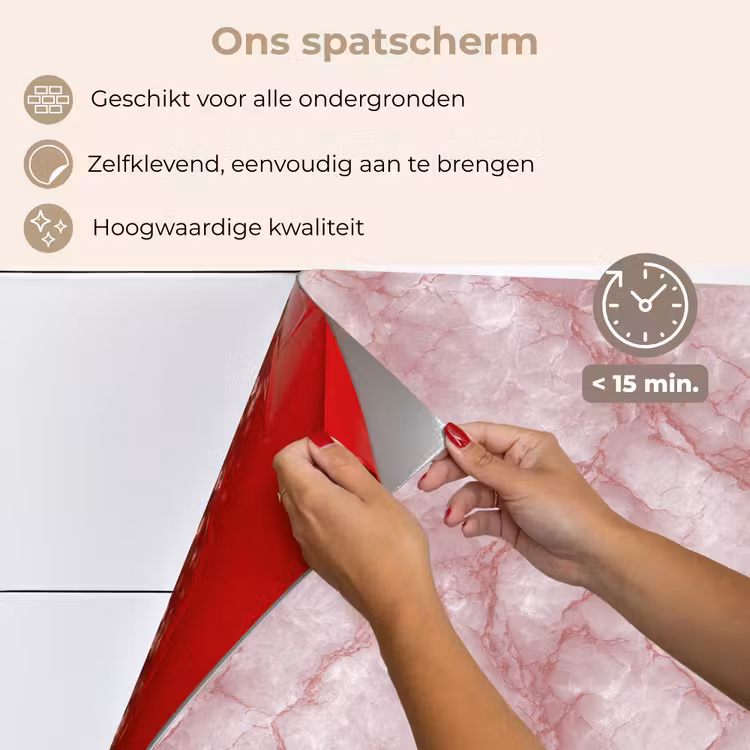 Roze - Kwartsmarmer - Aders keuken achterwand spatscherm klein 900 -spatscherm_NL