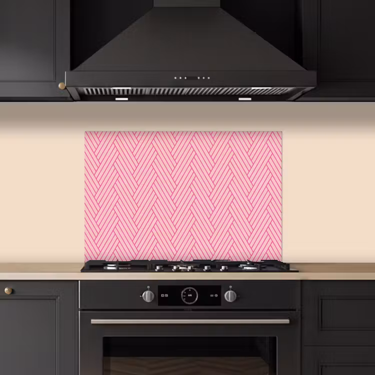 Roze - Patroon - Lijnen keuken achterwand spatscherm klein 900 -sfeer1