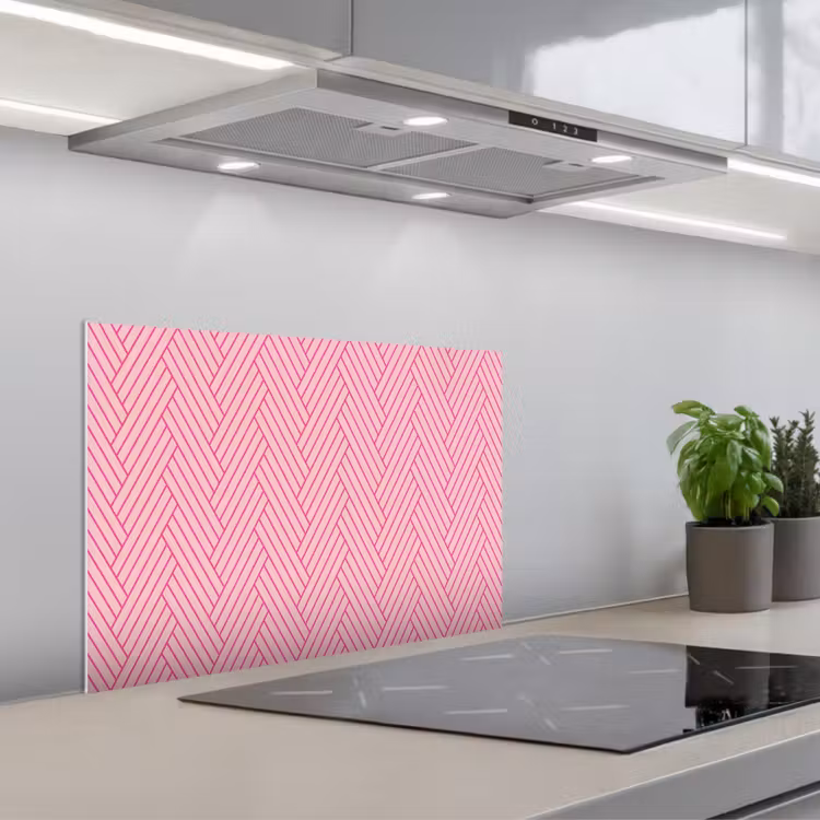 Roze - Patroon - Lijnen keuken achterwand spatscherm klein 900 -3d_schuin