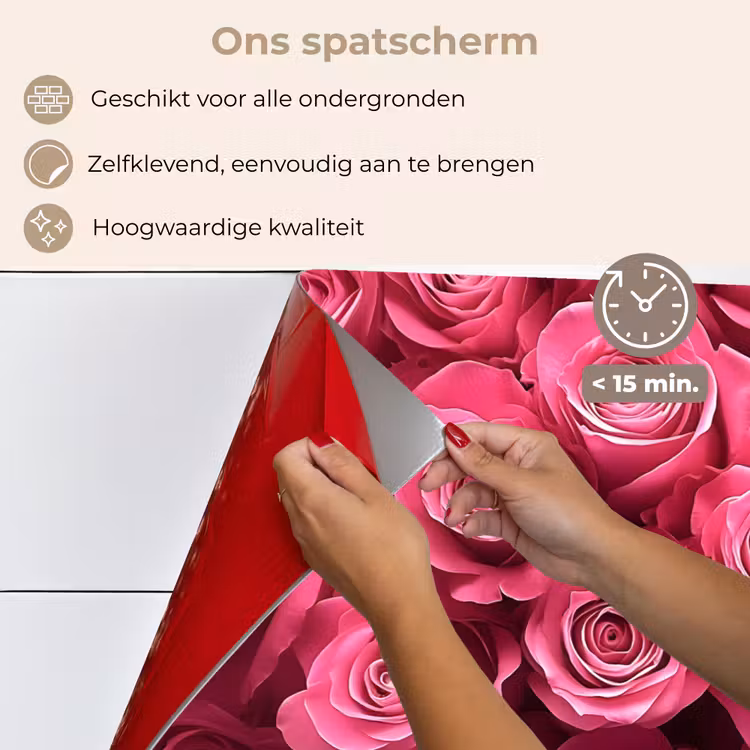 Rozen - Pink - Bloem keuken achterwand spatscherm klein -spatscherm_NL