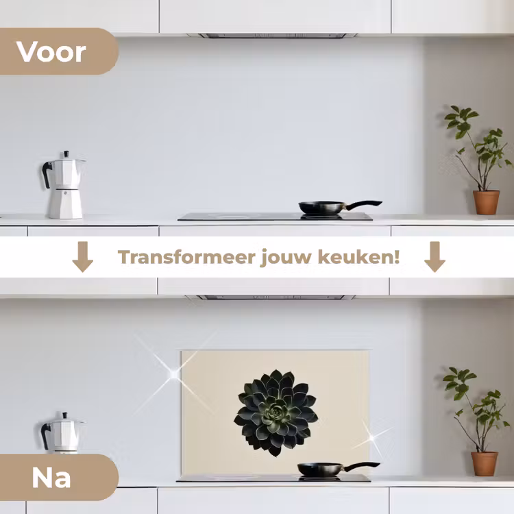 Rozet - Cirkelvormig - Donkergroen keuken achterwand spatscherm klein -voor_na_NL