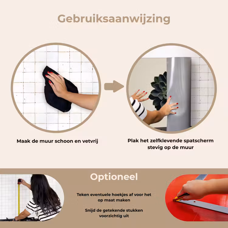 Rozet - Cirkelvormig - Donkergroen keuken achterwand spatscherm klein -gebruiksaanwijzing_NL