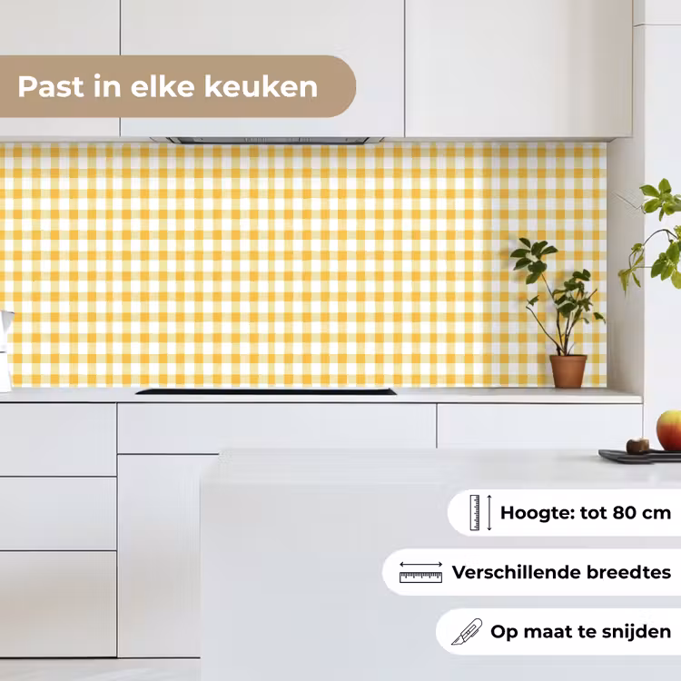 Ruit - Gingham - Klassiek - Geel en Wit keuken achterwand 2 middel 871 -sfeer4_NL