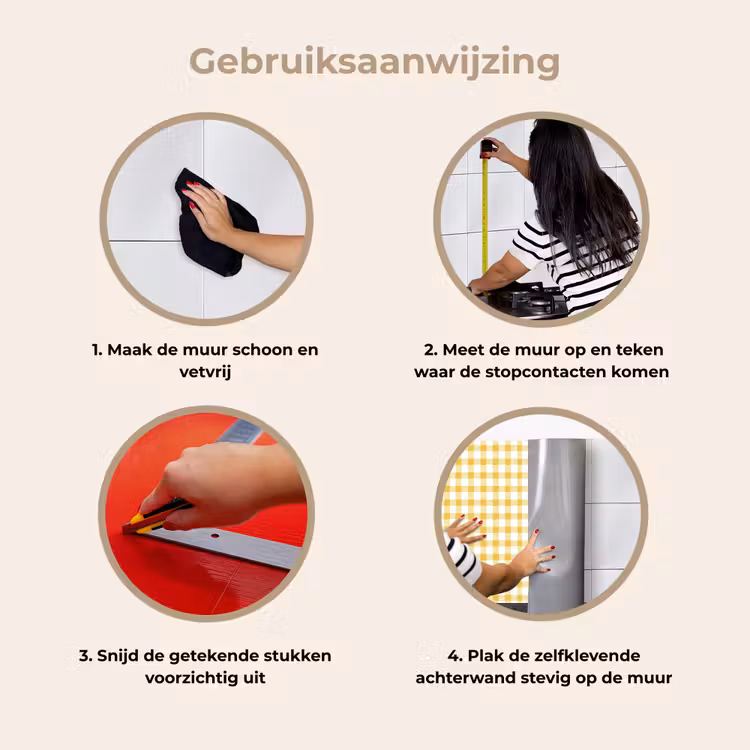 Ruit - Gingham - Klassiek - Geel en Wit keuken achterwand 2 middel 871 -gebruiksaanwijzing_NL