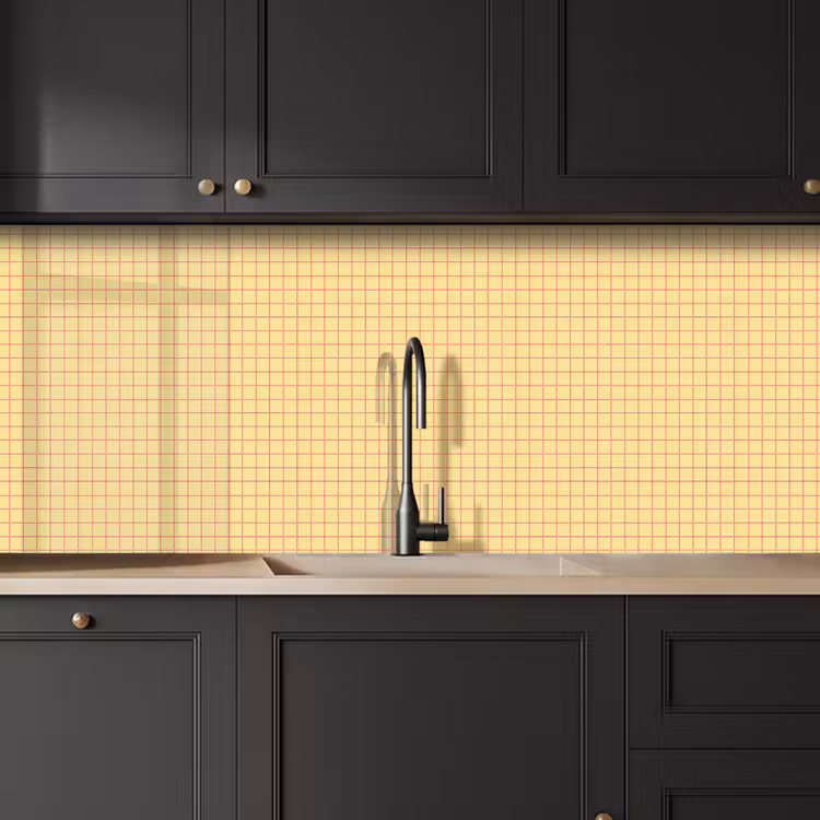 Ruitjes - Grid - Minimalistisch - Geel - Roze keuken achterwand 2 middel 871 -sfeer1