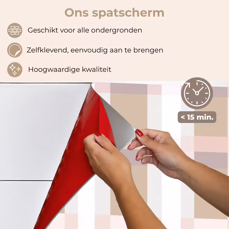 Ruitpatroon - Aardetinten - Minimalistisch keuken achterwand spatscherm klein 900 -spatscherm_NL