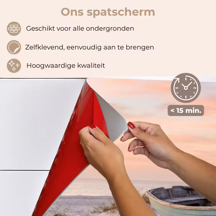 Rustiek - Roeiboot - Zandstrand keuken achterwand spatscherm klein -spatscherm_NL