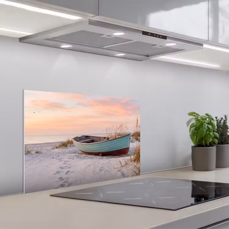 Rustiek - Roeiboot - Zandstrand keuken achterwand spatscherm klein -3d_schuin
