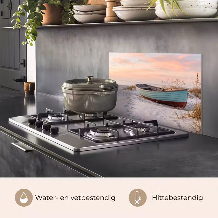 Rustiek - Roeiboot - Zandstrand keuken achterwand spatscherm klein -usp_NL