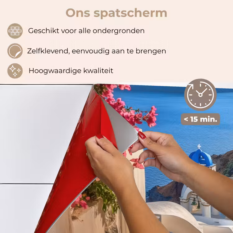 Santorini - Bloemen - Griekenland keuken achterwand spatscherm klein -spatscherm_NL