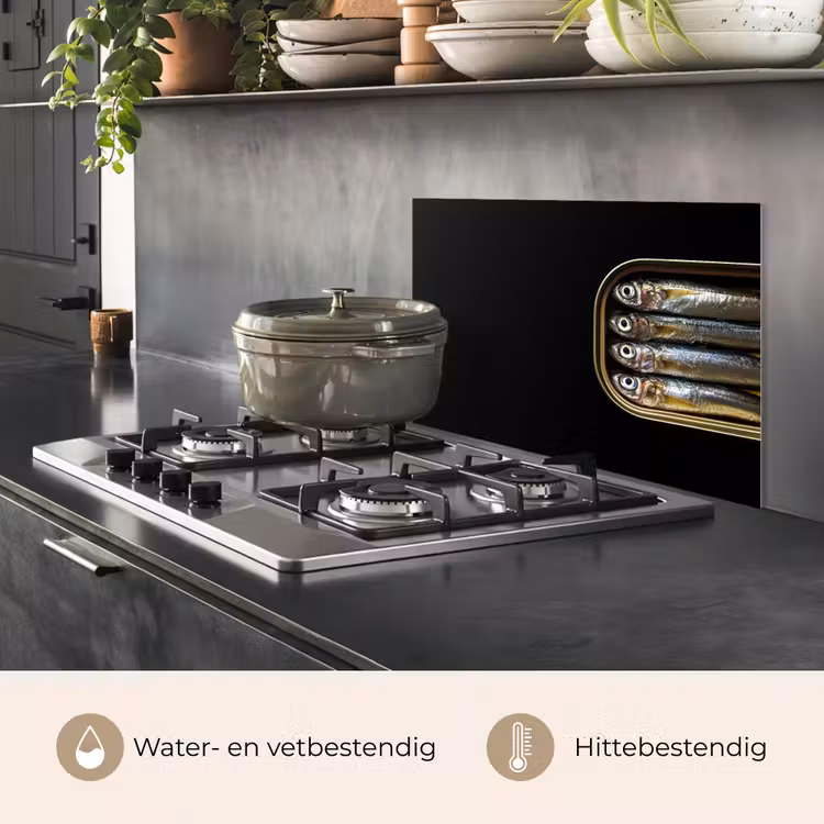 Sardines - Blik - Zwart - Vissen keuken achterwand spatscherm klein -usp_NL
