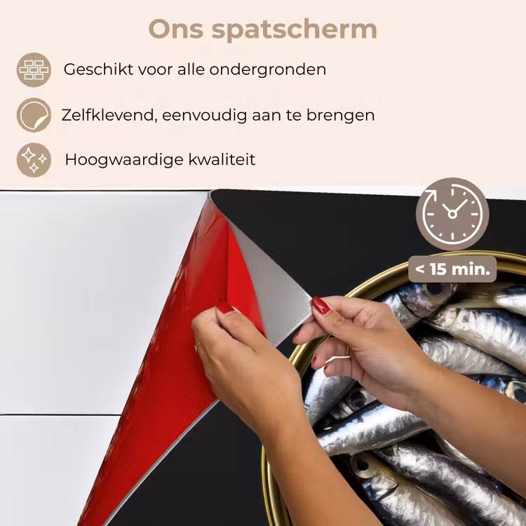 Sardines - Vissen - Rond - Zwart keuken achterwand spatscherm klein -spatscherm_NL