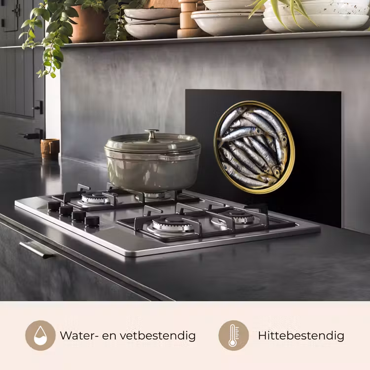Sardines - Vissen - Rond - Zwart keuken achterwand spatscherm klein -usp_NL