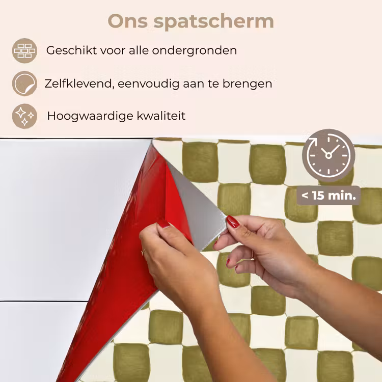 Schaak - Patroon - Groen keuken achterwand spatscherm klein 900 -spatscherm_NL