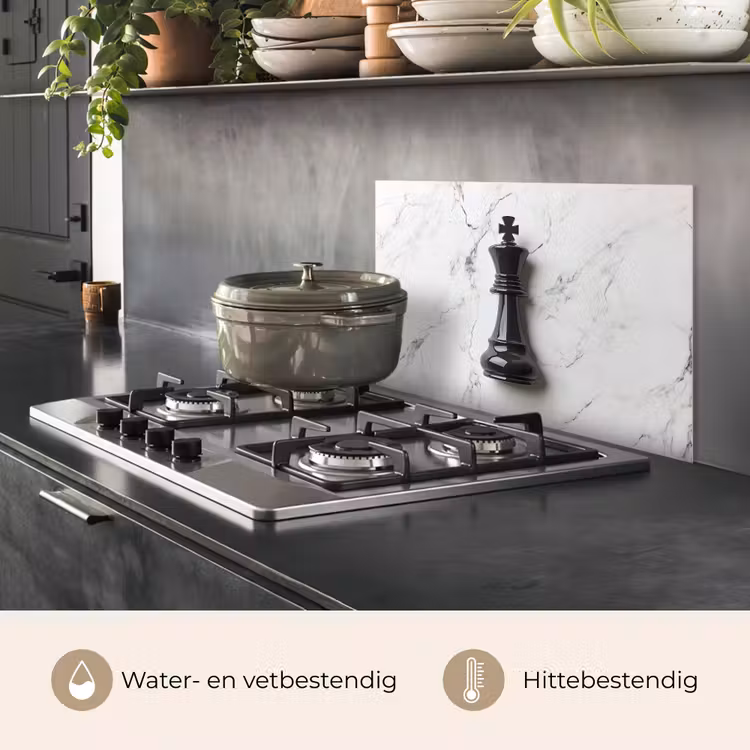 Schaakstuk - Koning - Zwart - Marmer keuken achterwand spatscherm klein -usp_NL