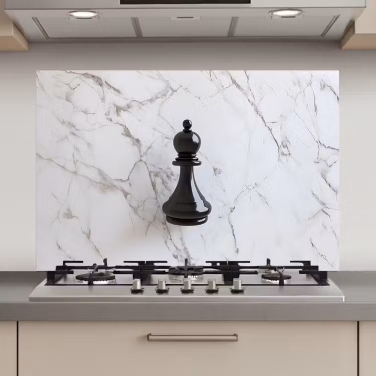 Schaakstuk - Loper - Zwart - Marmer keuken achterwand spatscherm klein -3d_website