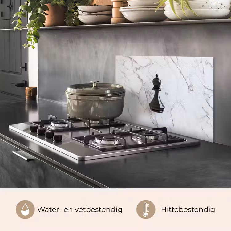 Schaakstuk - Loper - Zwart - Marmer keuken achterwand spatscherm klein -usp_NL
