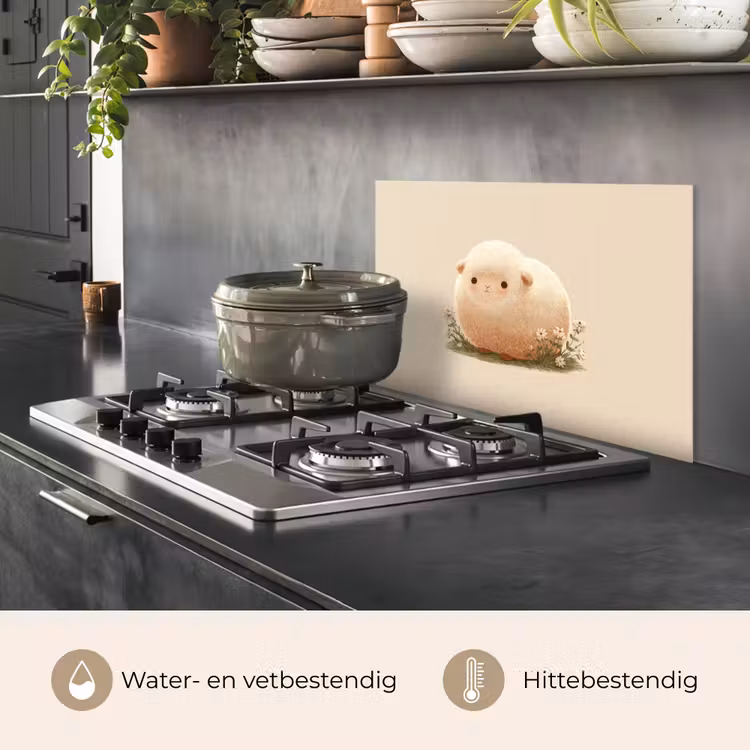 Schaap - Beige - Bloemen keuken achterwand spatscherm klein -usp_NL