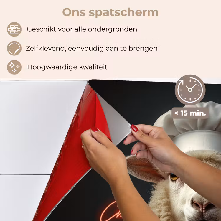 Schaap - Kokskleding - Neon - Quote keuken achterwand spatscherm klein -spatscherm_NL