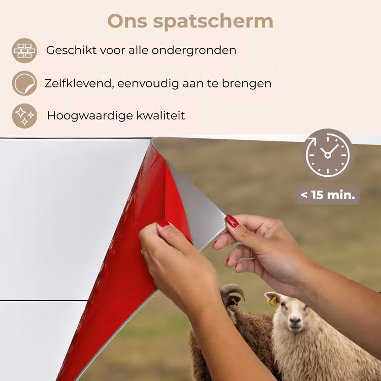 Schapen - Bruin - Wit - Grindpad keuken achterwand spatscherm klein -spatscherm_NL