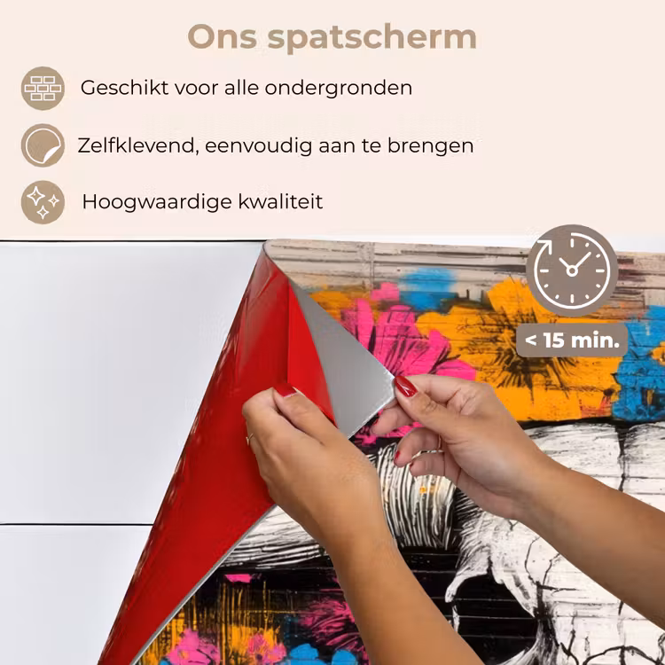 Schedel - Bloemen - Graffiti keuken achterwand spatscherm klein -spatscherm_NL