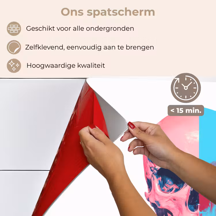 Schedel - Grafisch - Roze - Verdeeld keuken achterwand spatscherm klein -spatscherm_NL