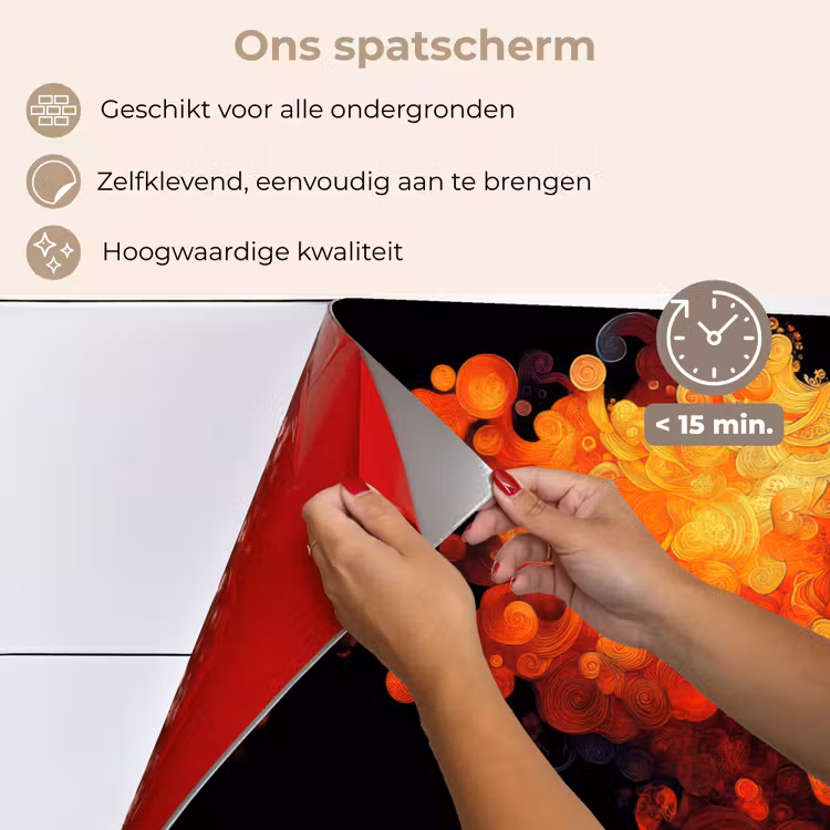 Schedel - Oranje - Zijaanzicht - Vlammen keuken achterwand spatscherm klein -spatscherm_NL